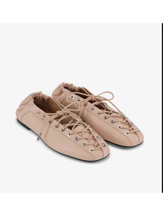 Ganni Shoes - GANNI Lace Up Ballerina Eyelet Flat Ballet Shoes BEIGE SIZE 40 NIB $495MSRP